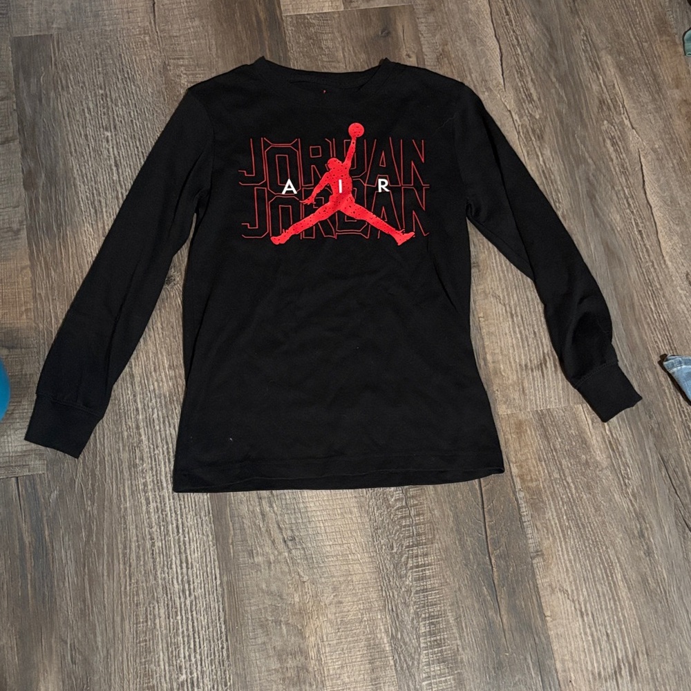 Jordan Kids Black and Red Long Sleeve Tee